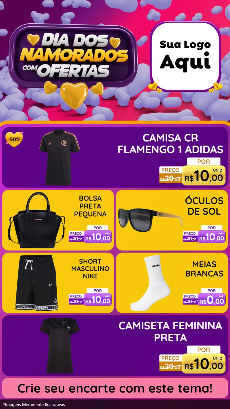 Modelo de TV para TV Vertical com o tema Dia Dos Namorados Com Ofertas para Roupas e acessórios