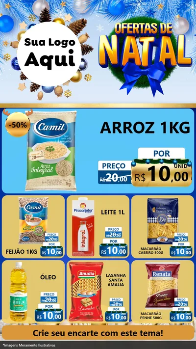 Modelo de Rede Social para Stories com o tema Ofertas de Natal para Supermercado