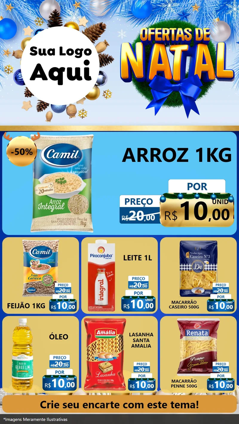 Modelo de Rede Social para Stories com o tema Ofertas de Natal para Supermercado