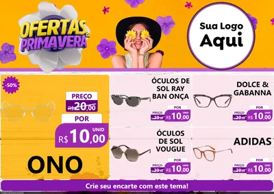 Modelo de Encarte para Encarte A4 Horizontal com o tema Ofertas Da Primavera para Óticas