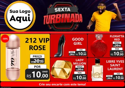 Modelo de Encarte para Encarte A4 Horizontal com o tema Sexta Turbinada para Perfumes
