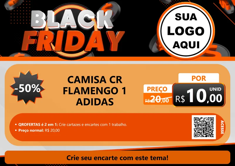 Modelo de Cartaz para Cartaz A4 Horizontal com o tema Black Friday para Roupas e acessórios