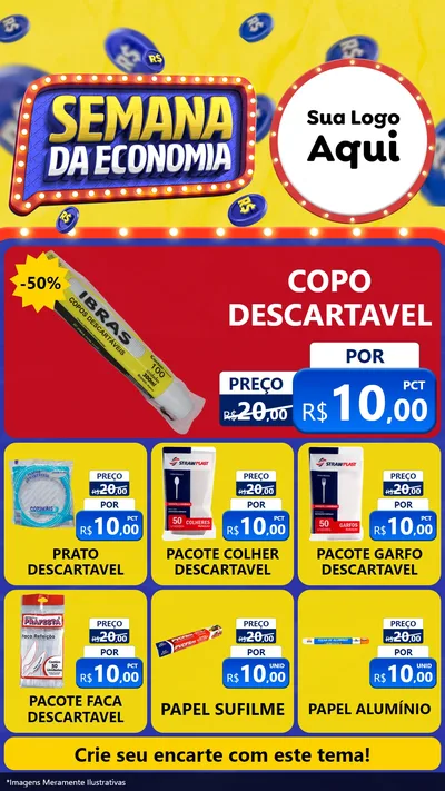 Modelo de Rede Social para Stories com o tema Semana da Economia para Embalagens