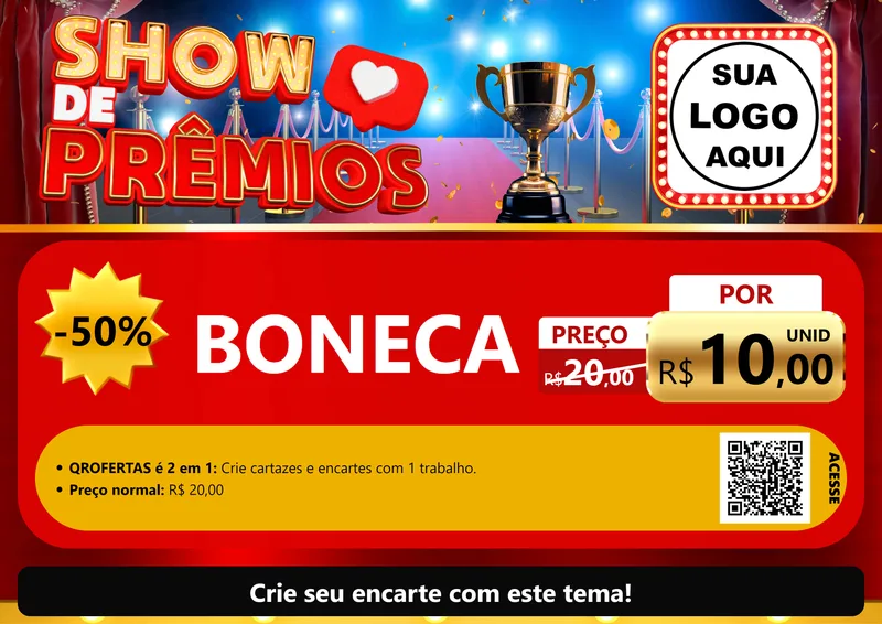 Modelo de Cartaz para Cartaz A4 Horizontal com o tema Show de Prêmios para Brinquedos