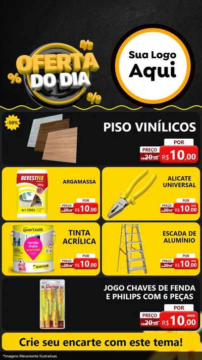 Modelo de TV para TV Vertical com o tema Oferta Do Dia para Material para Construção