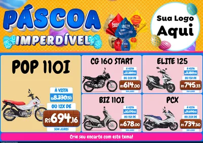 Modelo de Encarte para Encarte A4 Horizontal com o tema Páscoa Imperdível para Concessionaria de Motos