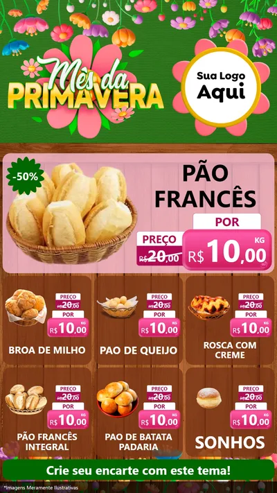 Modelo de Rede Social para Stories com o tema Mês da Primavera para Padaria