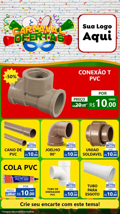 Modelo de Rede Social para Stories com o tema Carnaval de Ofertas para Tubos e conexões