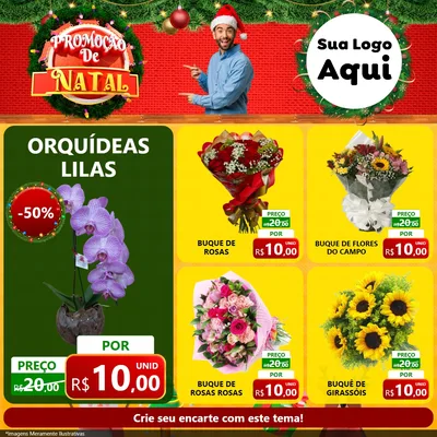 Modelo de Rede Social para Feed Facebook com o tema Promoção de Natal para Floricultura e jardim