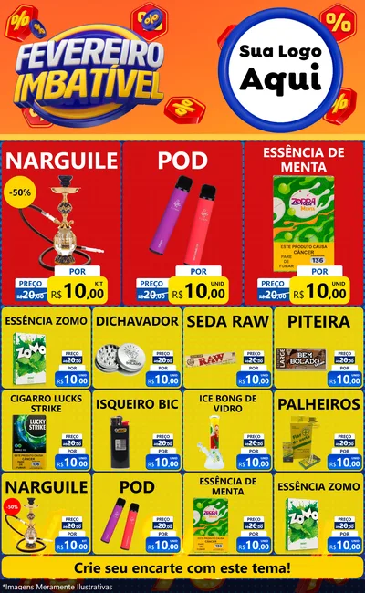 Modelo de Encarte para Encarte Grande com o tema Fevereiro Imbatível para Tabacaria