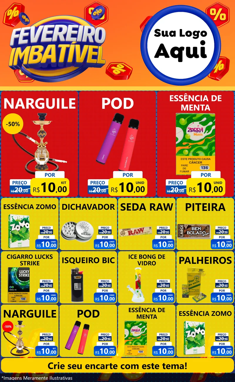 Modelo de Encarte para Encarte Grande com o tema Fevereiro Imbatível para Tabacaria