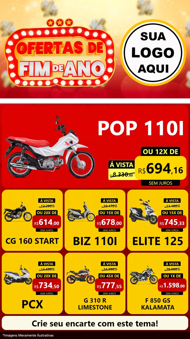 Modelo de Rede Social para Stories com o tema Ofertas de Fim de Ano para Concessionaria de Motos