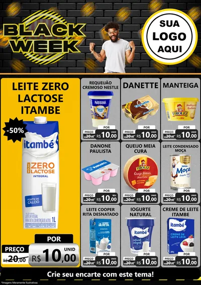 Modelo de Encarte para Encarte A4 Vertical com o tema Black Week para Frios e Laticínios