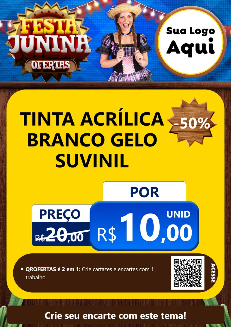 Modelo de Cartaz para Cartaz A4 Vertical com o tema Festa Junina Ofertas para Tintas e Ferramentas