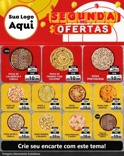 Modelo de Rede Social para Feed Instagram com o tema Segunda de Ofertas para Pizzaria