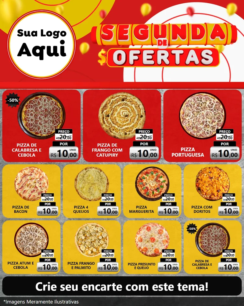 Modelo de Rede Social para Feed Instagram com o tema Segunda de Ofertas para Pizzaria