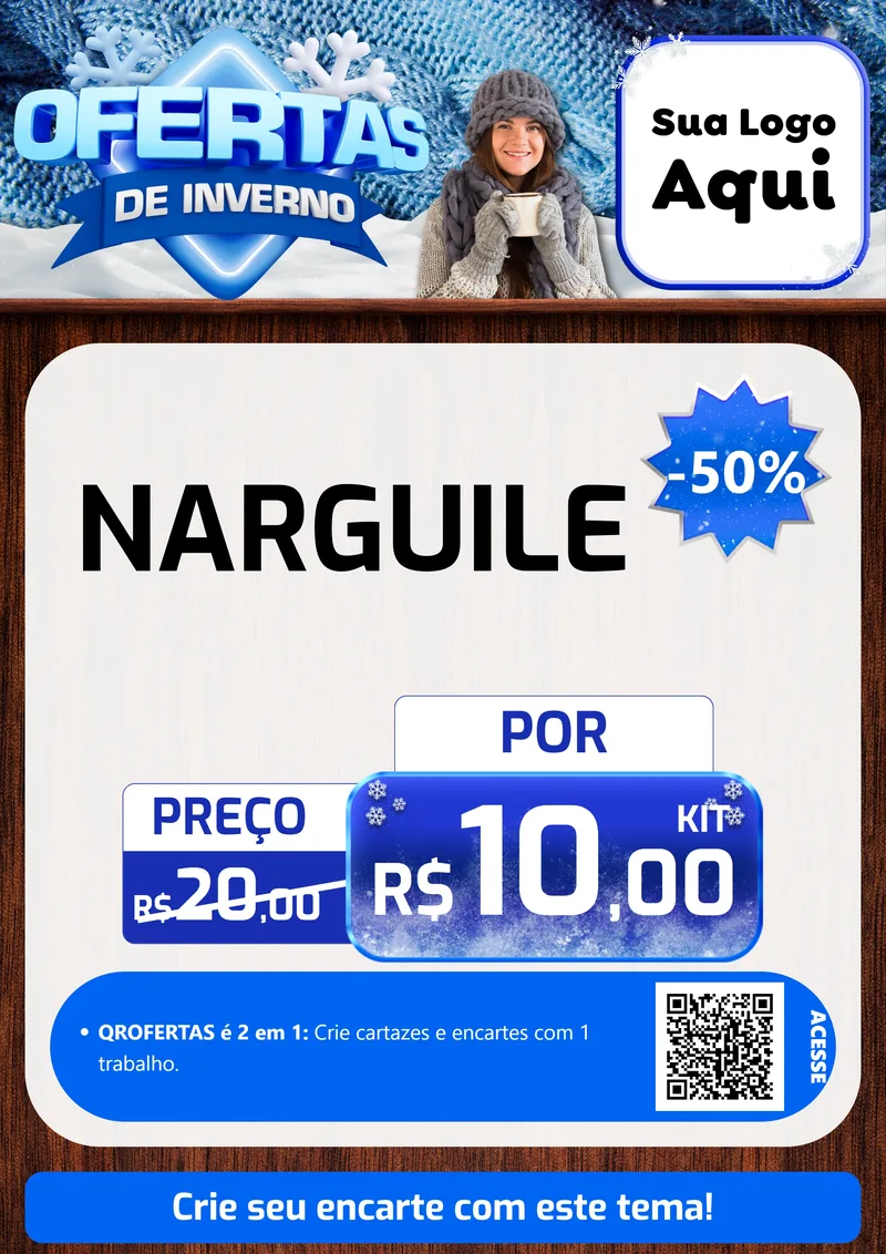 Modelo de Cartaz para Cartaz A4 Vertical com o tema Ofertas de Inverno para Tabacaria