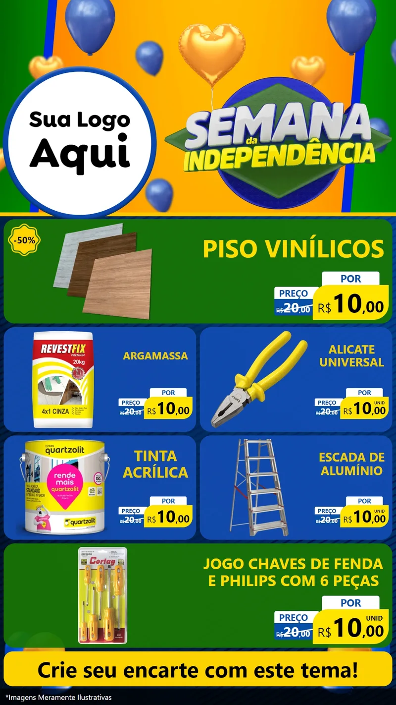 Modelo de TV para TV Vertical com o tema Semana da Independência para Material para Construção