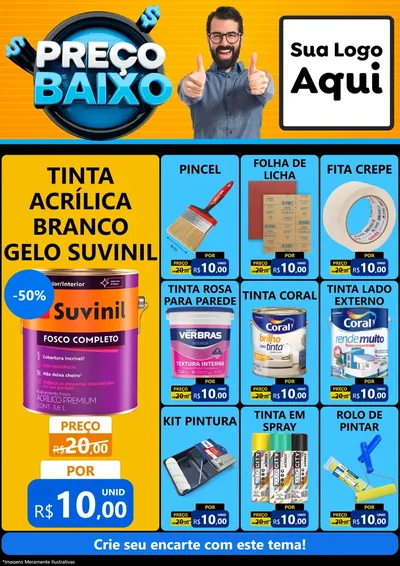 Modelo de Encarte para Encarte A4 Vertical com o tema Preço Baixo para Tintas e Ferramentas