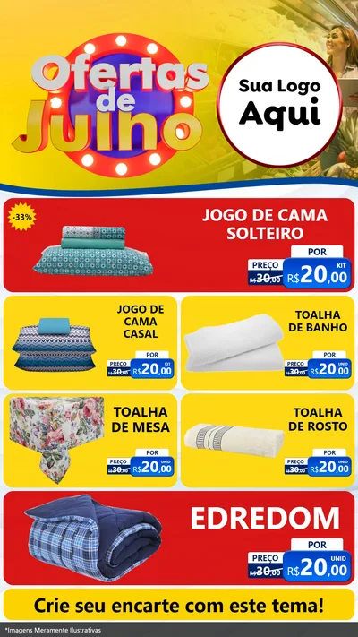 Modelo de TV para TV Vertical com o tema Ofertas de Julho para Cama, Mesa e Banho