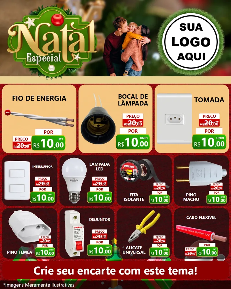 Modelo de Rede Social para Feed Instagram com o tema Natal Especial para Materiais Elétricos