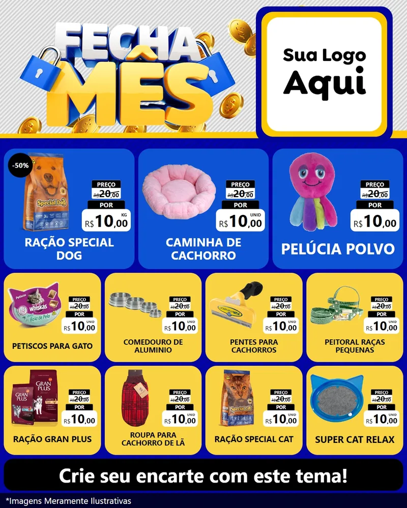 Modelo de Rede Social para Feed Instagram com o tema Fecha Mês para Pet Shop