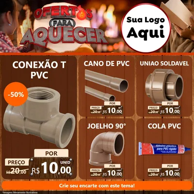 Modelo de Rede Social para Feed Facebook com o tema Ofertas Para Aquecer para Tubos e conexões