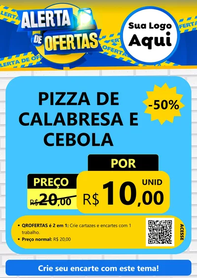 Modelo de Cartaz para Cartaz A4 Vertical com o tema Alerta de Ofertas para Pizzaria
