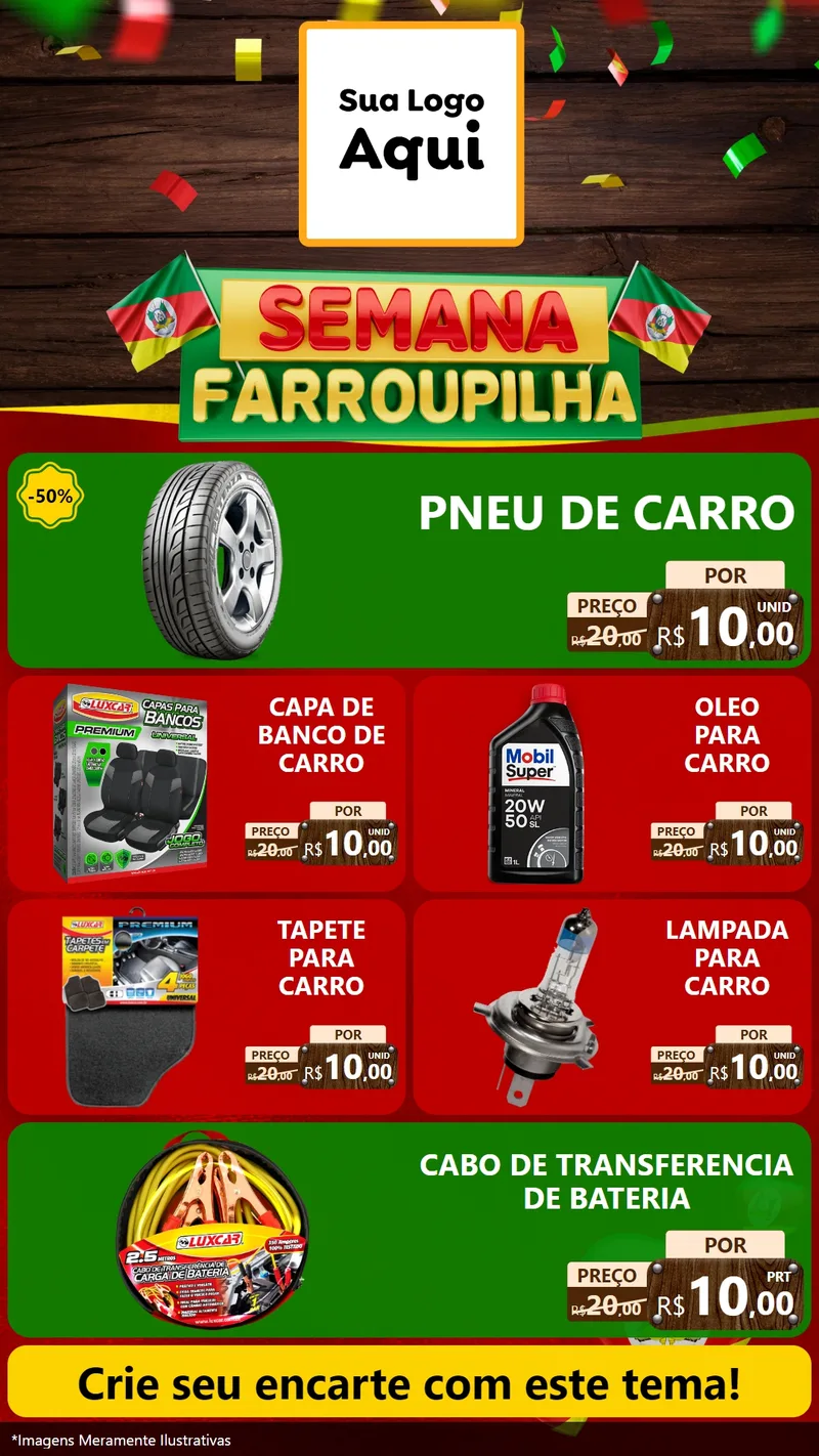 Modelo de TV para TV Vertical com o tema Semana Farroupilha para Auto peças