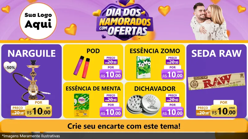 Modelo de TV para TV Horizontal com o tema Dia Dos Namorados Com Ofertas para Tabacaria