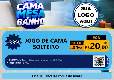 Modelo de Cartaz para Cartaz A4 Horizontal com o tema Cama, Mesa e Banho para Cama, Mesa e Banho