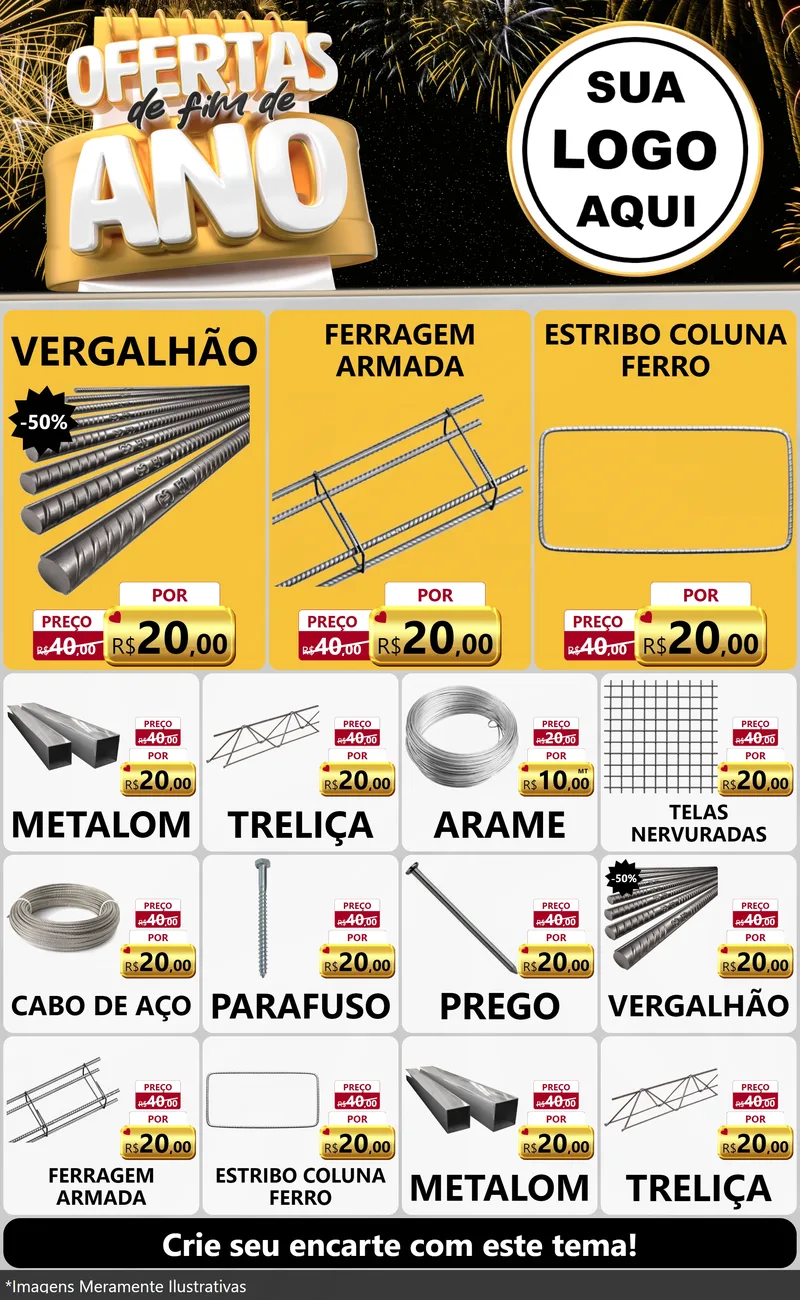 Modelo de Encarte para Encarte Grande com o tema Ofertas de Fim de Ano para Ferragens