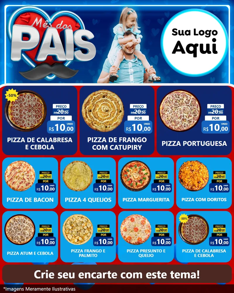 Modelo de Rede Social para Feed Instagram com o tema Mês Dos Pais para Pizzaria