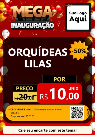 Modelo de Cartaz para Cartaz A4 Vertical com o tema Mega Inauguração para Floricultura e jardim