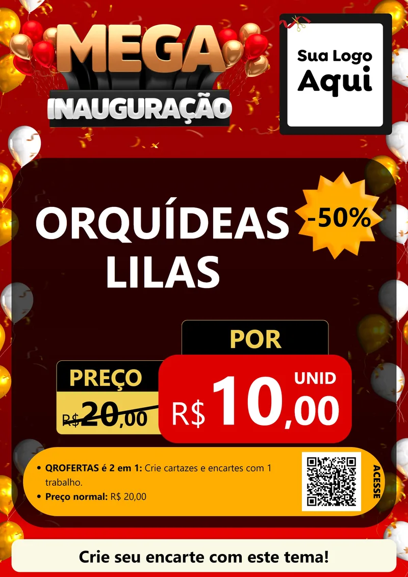 Modelo de Cartaz para Cartaz A4 Vertical com o tema Mega Inauguração para Floricultura e jardim