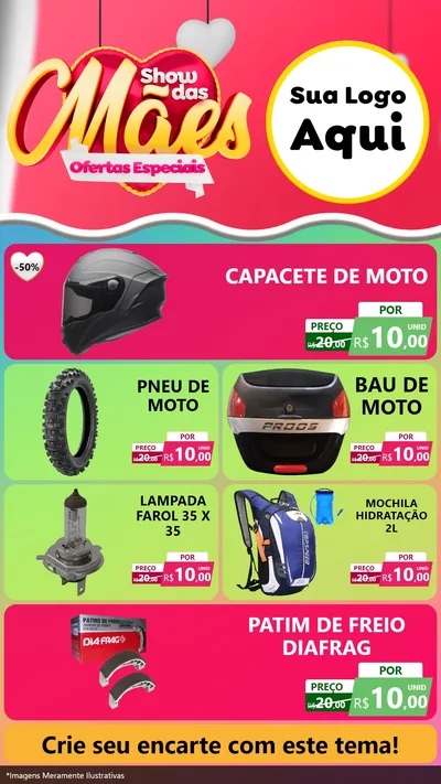 Modelo de TV para TV Vertical com o tema Show das Mães - Ofertas Especiais para Moto peças