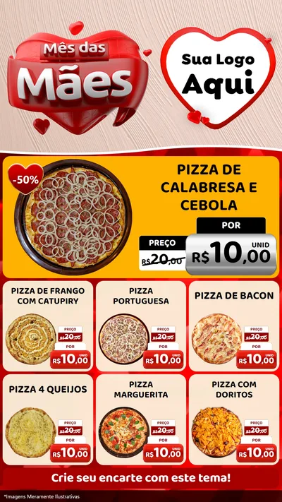 Modelo de Rede Social para Stories com o tema Mês das Mães para Pizzaria
