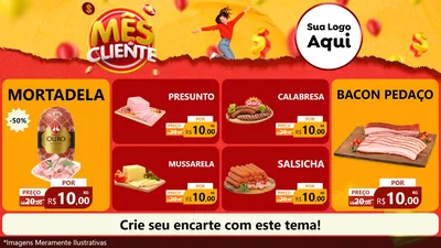 Modelo de TV para TV Horizontal com o tema Mês do Cliente para Frios e Laticínios