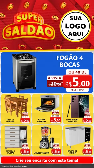 Modelo de Rede Social para Stories com o tema Super Saldão para Móveis e Eletro