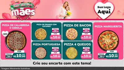 Modelo de TV para TV Horizontal com o tema Feliz Dia das Mães para Pizzaria
