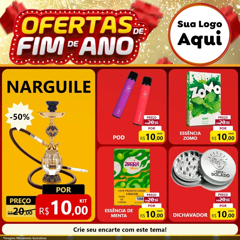Modelo de Rede Social para Feed Facebook com o tema Ofertas de Fim de Ano para Tabacaria