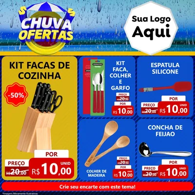 Modelo de Rede Social para Feed Facebook com o tema Chuva de Ofertas para Utilidades Domésticas