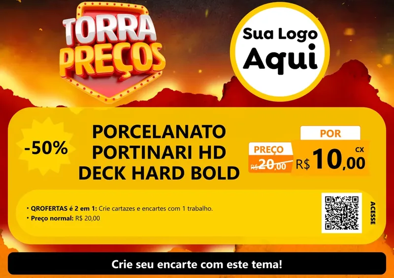Modelo de Cartaz para Cartaz A4 Horizontal com o tema Torra Preços para Pisos e revestimentos