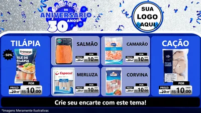 Modelo de TV para TV Horizontal com o tema Promoção de Aniversário - 30 Anos para Peixaria