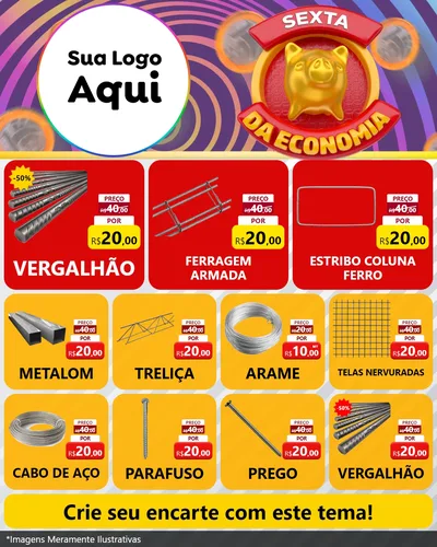 Modelo de Rede Social para Feed Instagram com o tema Sexta da Economia para Ferragens