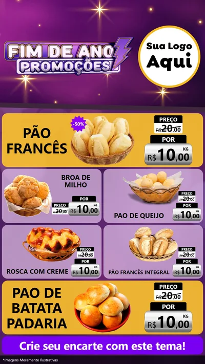 Modelo de TV para TV Vertical com o tema Fim de Ano Promoções para Padaria