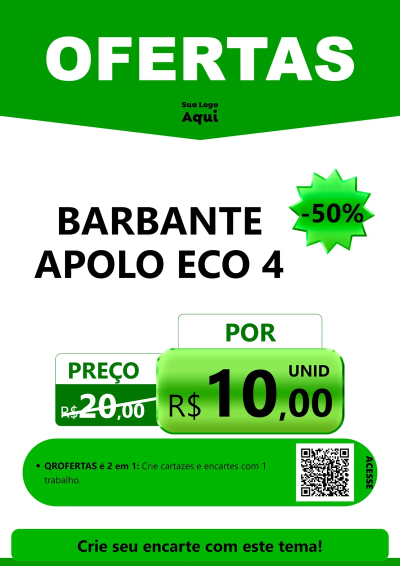 Modelo de Cartaz para Cartaz A4 Vertical com o tema Ofertas Verde Cartaz para Armarinho e Aviamentos