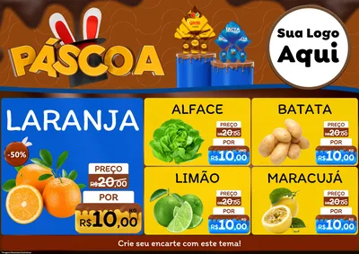 Modelo de Encarte para Encarte A4 Horizontal com o tema Páscoa para Hortifrúti