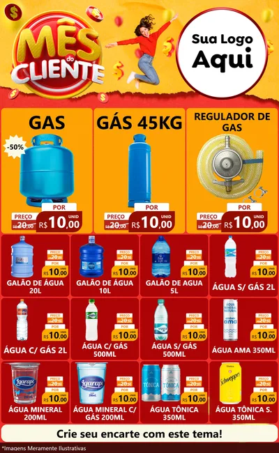 Modelo de Encarte para Encarte Grande com o tema Mês do Cliente para Água e gás
