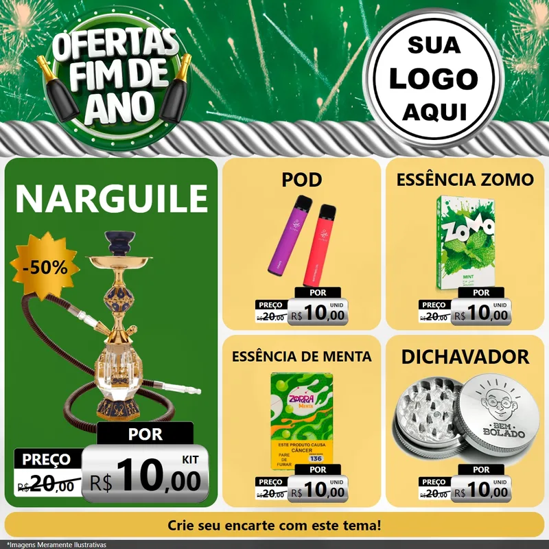 Modelo de Rede Social para Feed Facebook com o tema Ofertas Fim de Ano para Tabacaria